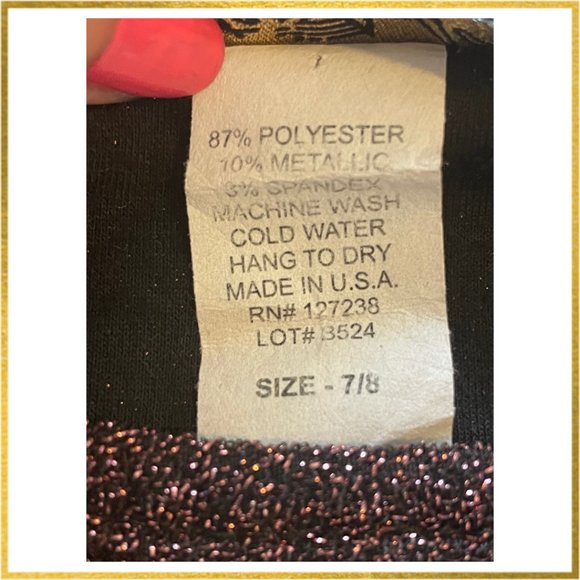 Glitter Girl Twist Front Top - Black with Pink Metallic Finish. Size 7/8 - Picture 8 of 9
